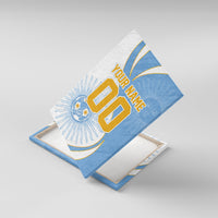 Personalized Argentina Football Fan Pride Canvas Wall Art Sun Of May Motif With Distressed Textures And Waves