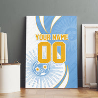 Personalized Argentina Football Fan Pride Canvas Wall Art Sun Of May Motif With Distressed Textures And Waves
