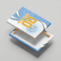 Personalized Argentina Football Fan Pride Canvas Wall Art Sun Of May Motif With Distressed Textures And Waves