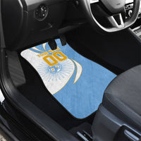 Personalized Argentina Football Fan Pride Car Mats Sun Of May Motif With Distressed Textures And Waves