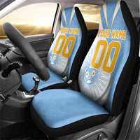 Personalized Argentina Football Fan Pride Car Seat Cover Sun Of May Motif With Distressed Textures And Waves