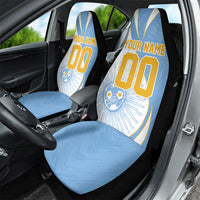 Personalized Argentina Football Fan Pride Car Seat Cover Sun Of May Motif With Distressed Textures And Waves