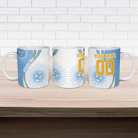 Personalized Argentina Football Fan Pride Ceramic Mug Sun Of May Motif With Distressed Textures And Waves