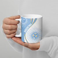 Personalized Argentina Football Fan Pride Ceramic Mug Sun Of May Motif With Distressed Textures And Waves