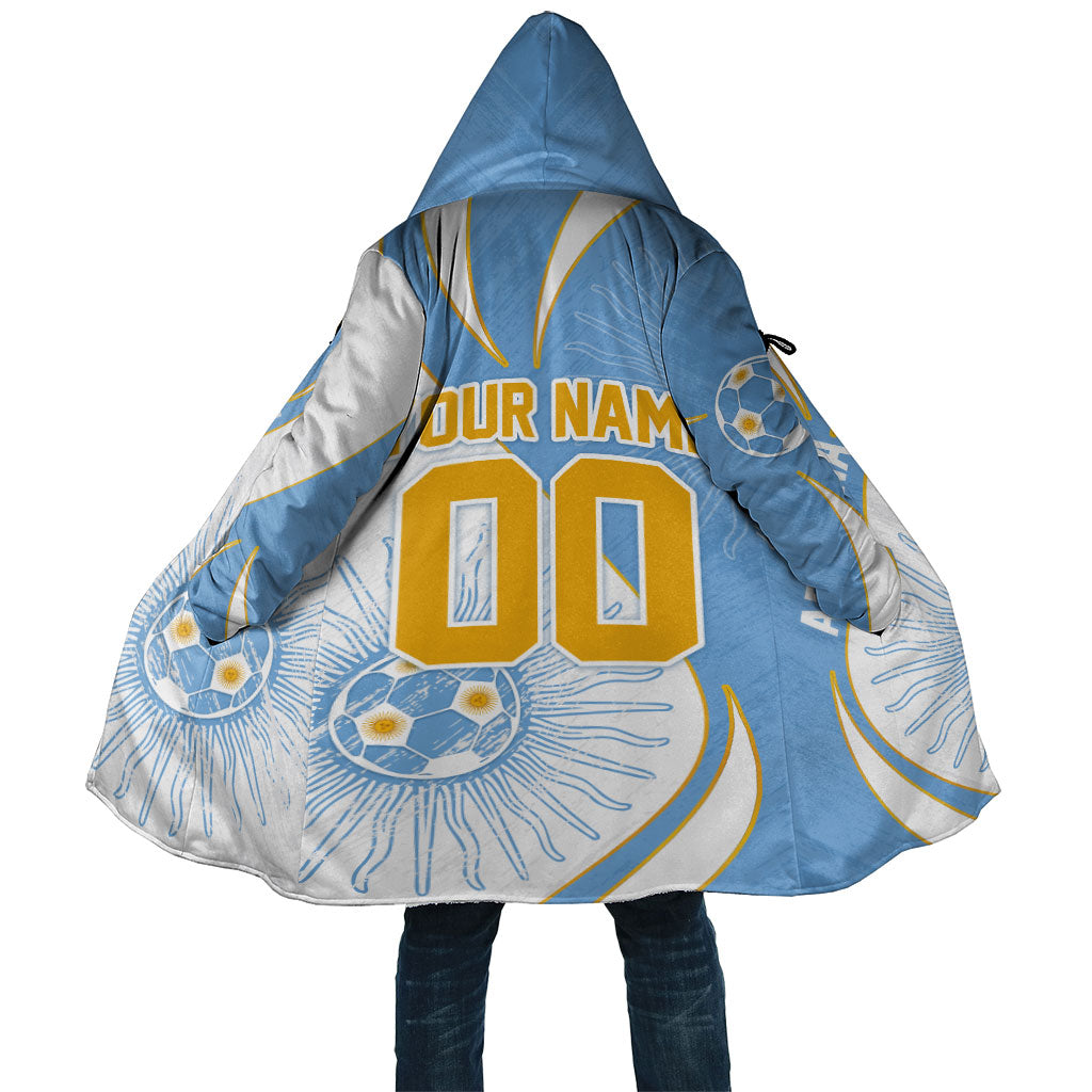 Personalized Argentina Football Fan Pride Cloak Sun Of May Motif With Distressed Textures And Waves