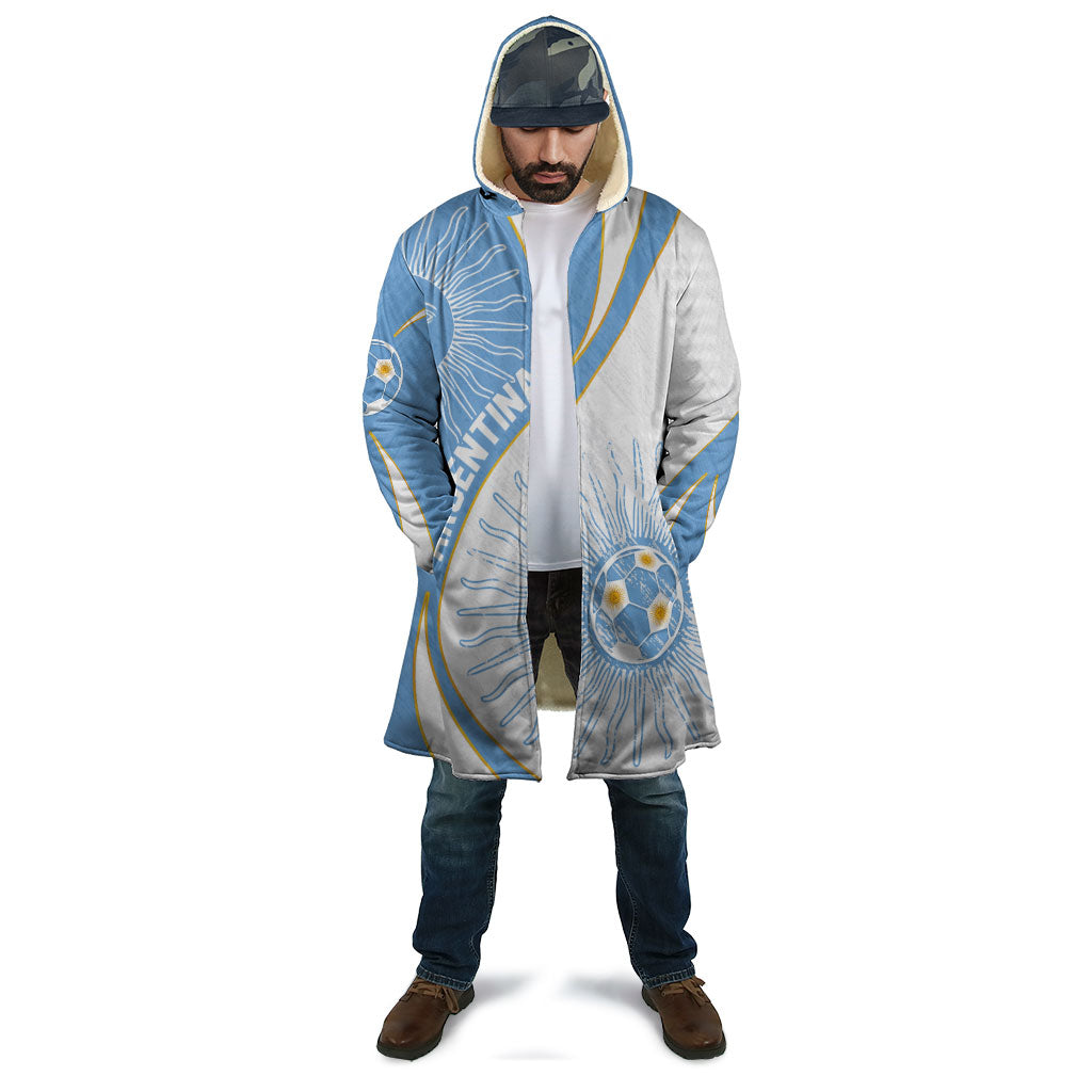 Personalized Argentina Football Fan Pride Cloak Sun Of May Motif With Distressed Textures And Waves
