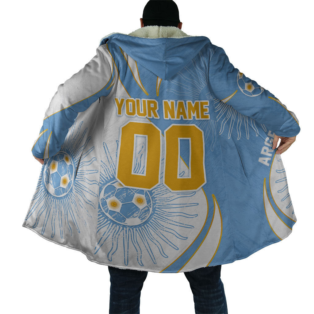 Personalized Argentina Football Fan Pride Cloak Sun Of May Motif With Distressed Textures And Waves