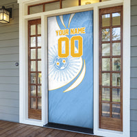 Personalized Argentina Football Fan Pride Door Cover Sun Of May Motif With Distressed Textures And Waves