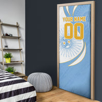 Personalized Argentina Football Fan Pride Door Cover Sun Of May Motif With Distressed Textures And Waves