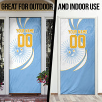 Personalized Argentina Football Fan Pride Door Cover Sun Of May Motif With Distressed Textures And Waves
