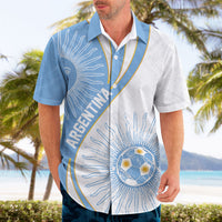 Personalized Argentina Football Fan Pride Hawaiian Shirt Sun Of May Motif With Distressed Textures And Waves