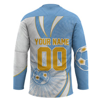 Personalized Argentina Football Fan Pride Hockey Jersey Sun Of May Motif With Distressed Textures And Waves