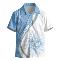 Personalized Argentina Football Fan Pride Kid Hawaiian Shirt Sun Of May Motif With Distressed Textures And Waves