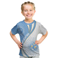 Personalized Argentina Football Fan Pride Kid T Shirt Sun Of May Motif With Distressed Textures And Waves