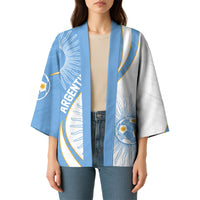 Personalized Argentina Football Fan Pride Kimono Sun Of May Motif With Distressed Textures And Waves