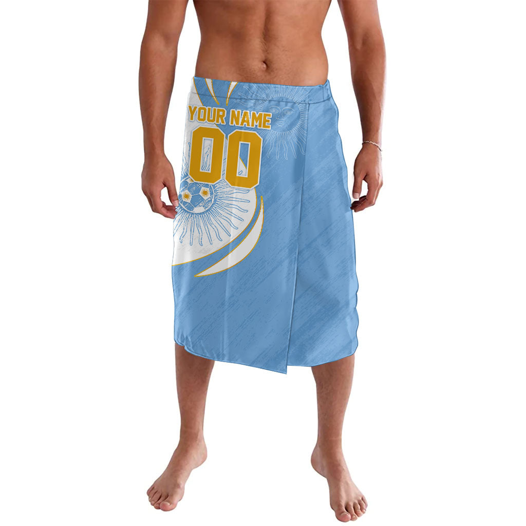 Personalized Argentina Football Fan Pride Lavalava Sun Of May Motif With Distressed Textures And Waves