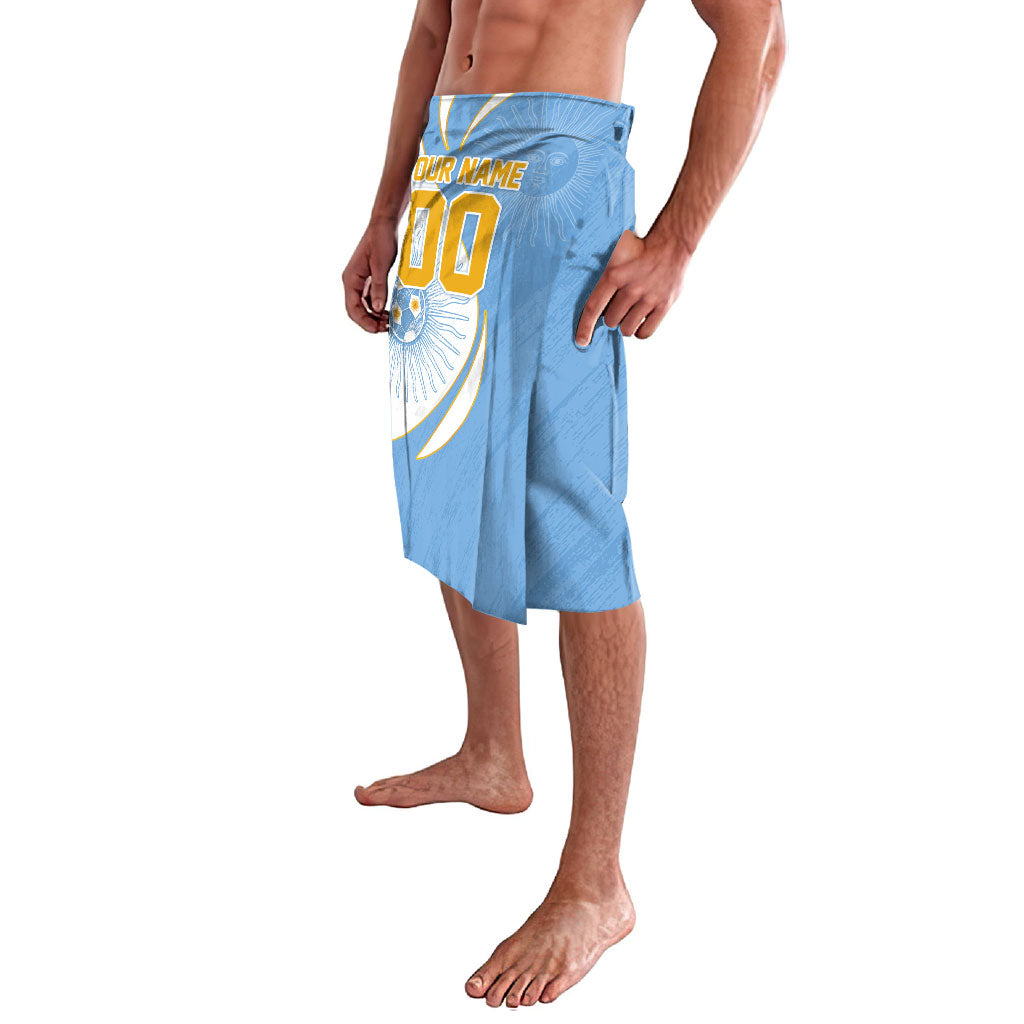 Personalized Argentina Football Fan Pride Lavalava Sun Of May Motif With Distressed Textures And Waves