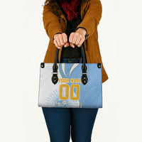 Personalized Argentina Football Fan Pride Leather Bag Sun Of May Motif With Distressed Textures And Waves