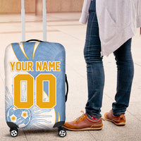 Personalized Argentina Football Fan Pride Luggage Cover Sun Of May Motif With Distressed Textures And Waves
