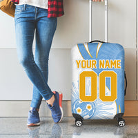Personalized Argentina Football Fan Pride Luggage Cover Sun Of May Motif With Distressed Textures And Waves