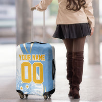 Personalized Argentina Football Fan Pride Luggage Cover Sun Of May Motif With Distressed Textures And Waves
