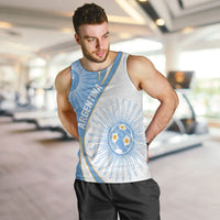 Personalized Argentina Football Fan Pride Men Tank Top Sun Of May Motif With Distressed Textures And Waves