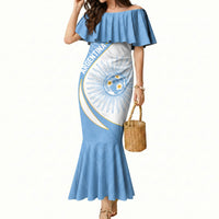 Personalized Argentina Football Fan Pride Mermaid Dress Sun Of May Motif With Distressed Textures And Waves