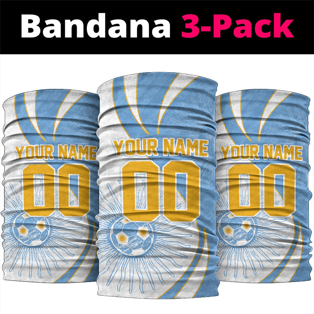 Personalized Argentina Football Fan Pride Neck Gaiter Sun Of May Motif With Distressed Textures And Waves