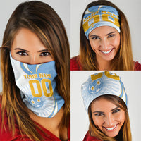 Personalized Argentina Football Fan Pride Neck Gaiter Sun Of May Motif With Distressed Textures And Waves
