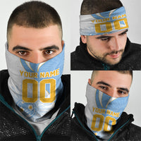 Personalized Argentina Football Fan Pride Neck Gaiter Sun Of May Motif With Distressed Textures And Waves