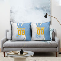 Personalized Argentina Football Fan Pride Pillow Cover Sun Of May Motif With Distressed Textures And Waves