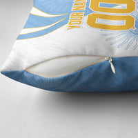Personalized Argentina Football Fan Pride Pillow Cover Sun Of May Motif With Distressed Textures And Waves