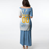 Personalized Argentina Football Fan Pride Puletasi Sun Of May Motif With Distressed Textures And Waves