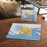 Personalized Argentina Football Fan Pride Puzzle Sun Of May Motif With Distressed Textures And Waves