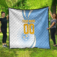 Personalized Argentina Football Fan Pride Quilt Sun Of May Motif With Distressed Textures And Waves