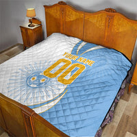 Personalized Argentina Football Fan Pride Quilt Sun Of May Motif With Distressed Textures And Waves