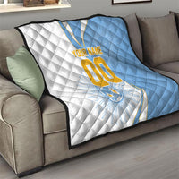 Personalized Argentina Football Fan Pride Quilt Sun Of May Motif With Distressed Textures And Waves