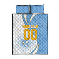 Personalized Argentina Football Fan Pride Quilt Bed Set Sun Of May Motif With Distressed Textures And Waves