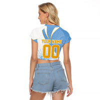 Personalized Argentina Football Fan Pride Raglan Cropped T Shirt Sun Of May Motif With Distressed Textures And Waves