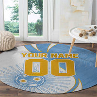 Personalized Argentina Football Fan Pride Round Carpet Sun Of May Motif With Distressed Textures And Waves
