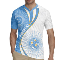 Personalized Argentina Football Fan Pride Rugby Jersey Sun Of May Motif With Distressed Textures And Waves