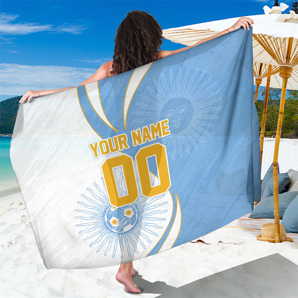 Personalized Argentina Football Fan Pride Sarong Sun Of May Motif With Distressed Textures And Waves