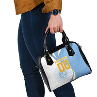 Personalized Argentina Football Fan Pride Shoulder Handbag Sun Of May Motif With Distressed Textures And Waves