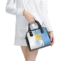 Personalized Argentina Football Fan Pride Shoulder Handbag Sun Of May Motif With Distressed Textures And Waves