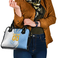 Personalized Argentina Football Fan Pride Shoulder Handbag Sun Of May Motif With Distressed Textures And Waves