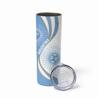 Personalized Argentina Football Fan Pride Skinny Tumbler Sun Of May Motif With Distressed Textures And Waves
