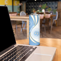 Personalized Argentina Football Fan Pride Skinny Tumbler Sun Of May Motif With Distressed Textures And Waves