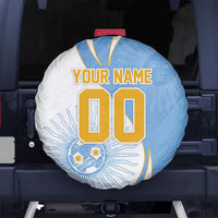 Personalized Argentina Football Fan Pride Spare Tire Cover Sun Of May Motif With Distressed Textures And Waves