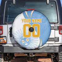 Personalized Argentina Football Fan Pride Spare Tire Cover Sun Of May Motif With Distressed Textures And Waves