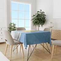 Personalized Argentina Football Fan Pride Tablecloth Sun Of May Motif With Distressed Textures And Waves